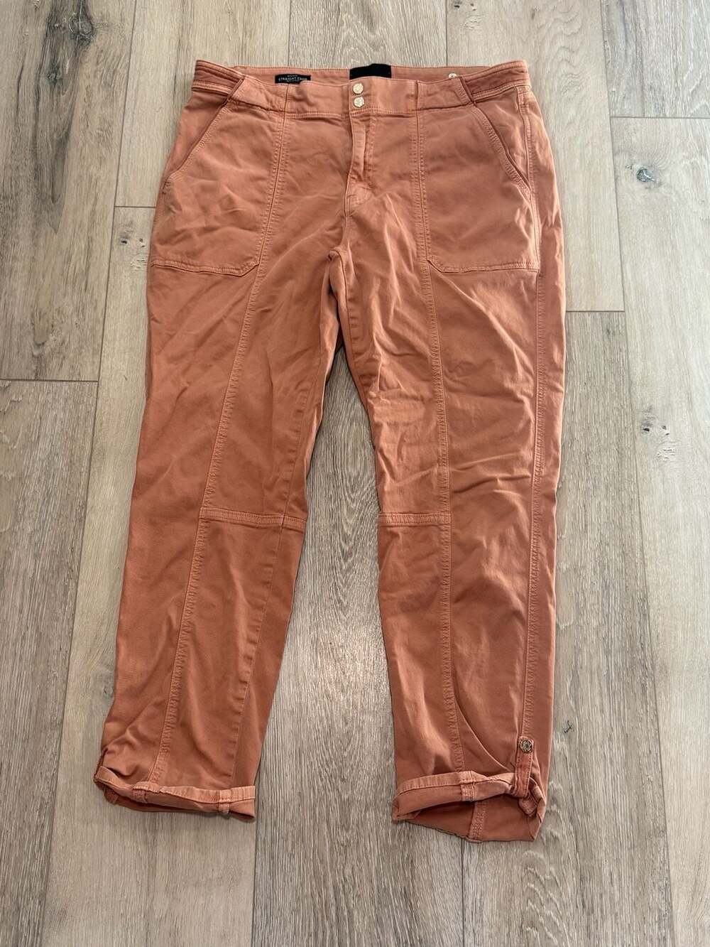 Women’s 12 Salmon Straight Crop Pants Utility Coastal Boho Y2K Ankle Tab
